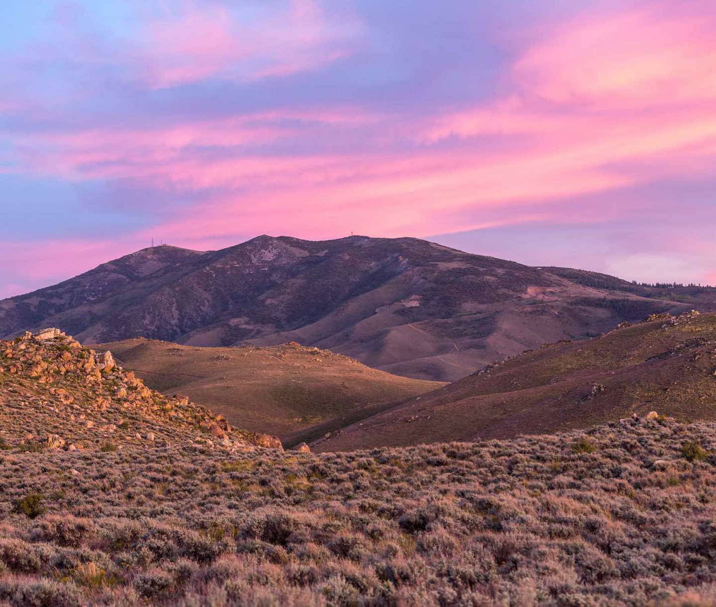 Reno landscape with sunset