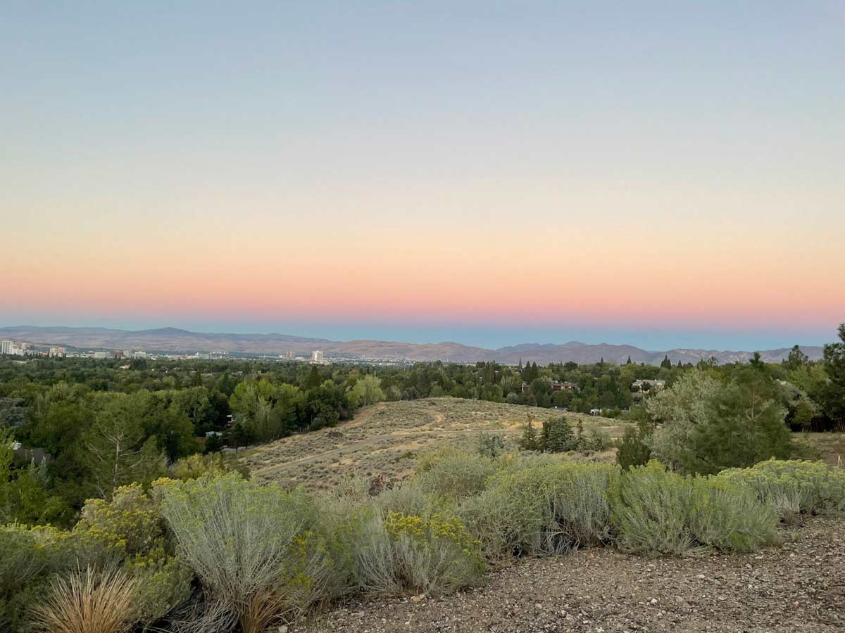 Reno landscape with sunset