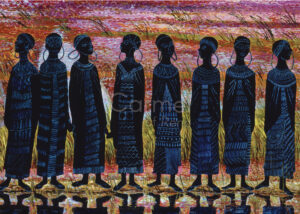 Painting of a group of women dressed in robes
