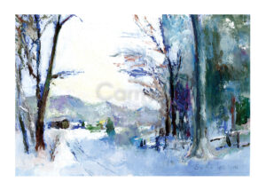 Illustration of a snowy forest
