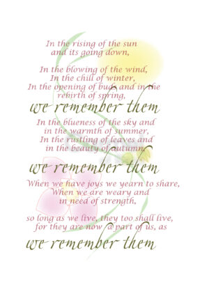 We remember them poem with illustrated flowers.