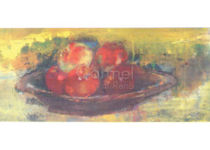 Illustration of a bowl of fruit on a table