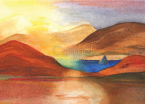 Abstract painting of the Pyramid Lake desert