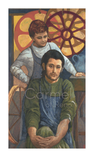 Painting of Joseph with an adolescent Jesus.