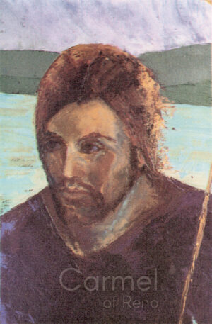 Painting of Jesus on a riverbank
