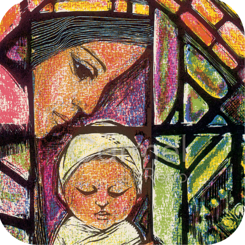 Stained glass Madonna and baby Jesus